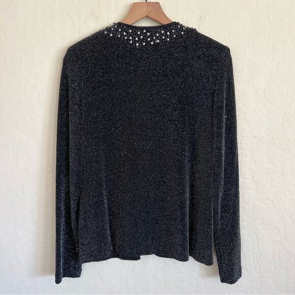 Xscape Sparkly Beaded Glitter Cardigan Topper size Medium Black Formal Party - Picture 6 of 6
